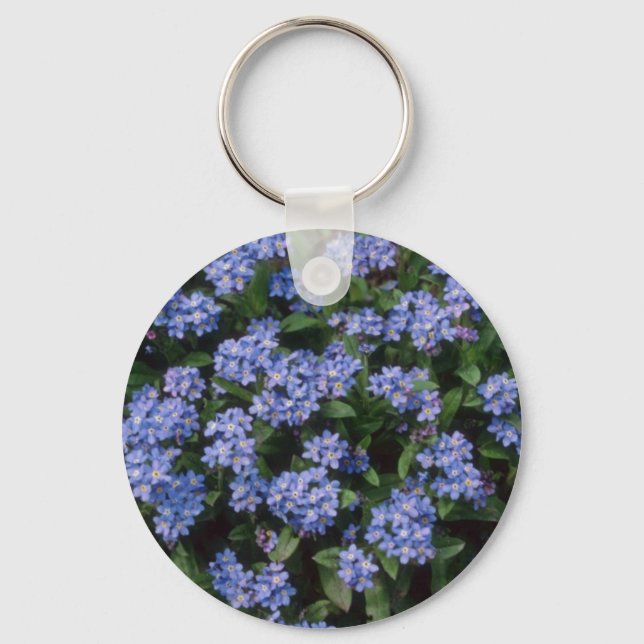 Aqua Forget-Me-Not, (Myosotis Alpestris) flowers Key Ring (Front)