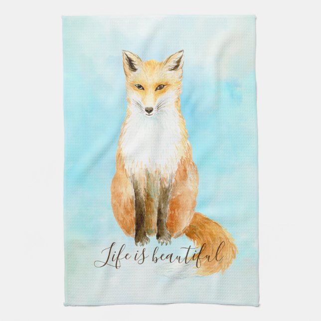 Aqua Fox             Tea Towel (Vertical)