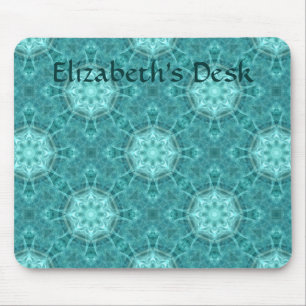 Aqua fractal kaleidoscope mouse mat