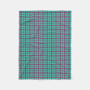 Aqua Fuschia Plaid Modern Country Fleece Blanket
