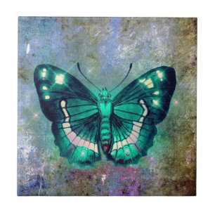 Aqua Galaxy Butterfly Tile