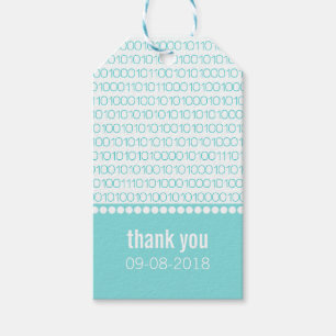 Aqua Geek Chic Binary Code Gift Tags