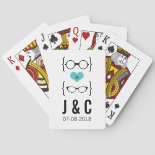 Aqua Geeky Glasses Playing Cards