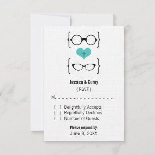 Aqua Geeky Glasses Response Card