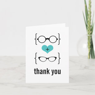 Aqua Geeky Glasses Thank You Card