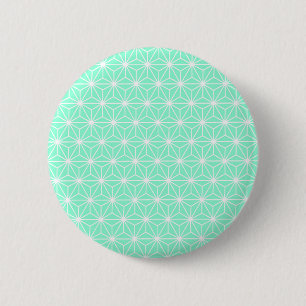Aqua Geometric Art Deco Style Triangles Pattern 6 Cm Round Badge