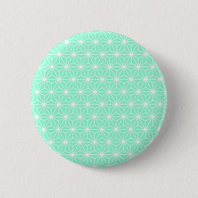 Aqua Geometric Art Deco Style Triangles Pattern 6 Cm Round Badge (Front)