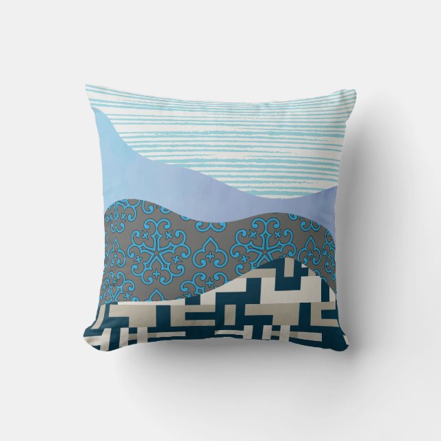 Aqua Geometric Harmony Cushion (Front)