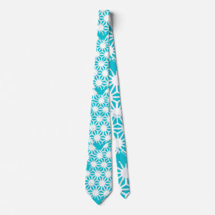 Aqua geometric pattern tie