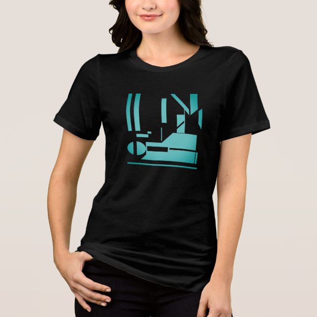 Aqua Geometric Shapes Combination Design Tri-Blend Shirt (Front)