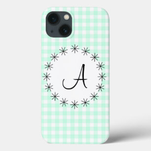 Aqua Gingham Check 'Monogram' iPad case