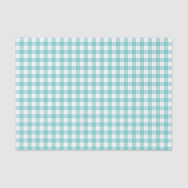 Aqua Gingham Tissue Paper (Front)