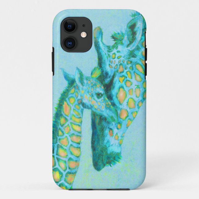 aqua giraffes iphone case (Back)