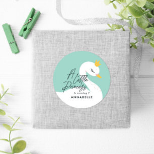Aqua girly elegant beautiful swan party  classic round sticker