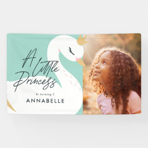 Aqua girly elegant photo beautiful swan party banner