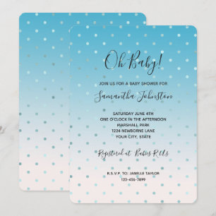 Aqua Glam Dots Ombre Baby Shower Invitation