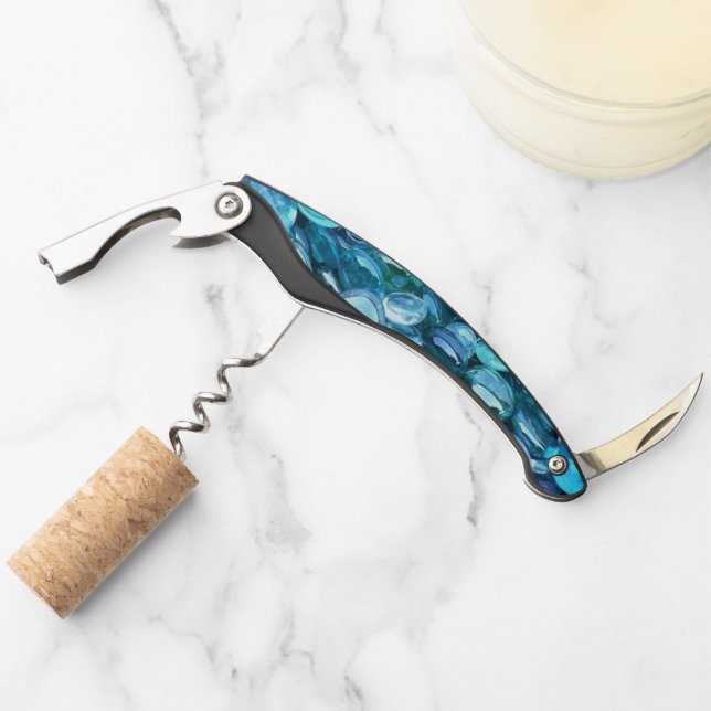Aqua Glass Stones Corkscrew (Front)