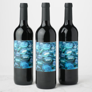 Aqua Glass Stones Wine Label