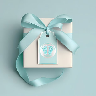 Aqua Glitter Feet Baby Shower Favour Thank Classic Round Sticker