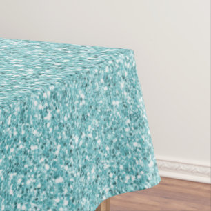 Aqua Glitter Glam Sparkle Tablecloth