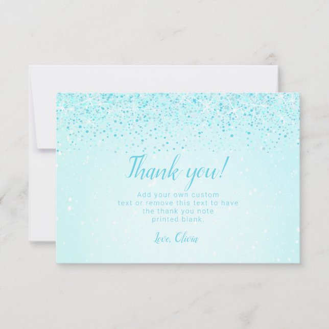 Aqua Glitter, Glam Thank You Cards (Front)