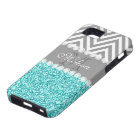 AQUA GLITTER, GRAY CHEVRON, MONOGRAMMED
