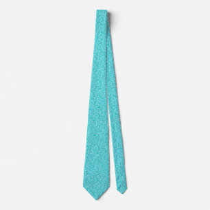 Aqua Glitter Metallic Print Wedding Groomsmen Tie