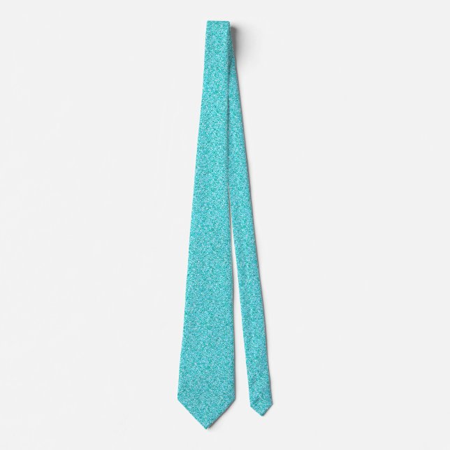 Aqua Glitter Metallic Print Wedding Groomsmen Tie (Front)