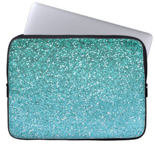 Aqua Glitter Ombre Laptop Sleeve