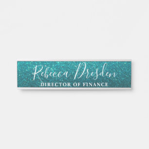 Aqua Glitter Professional Office Executive Boss Door Sign