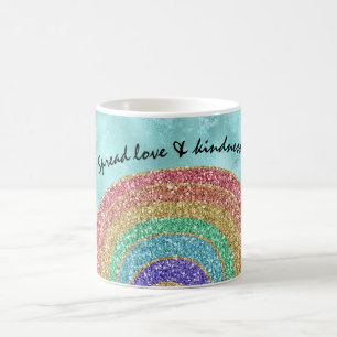 Aqua Glitter Sparkle Gold Rainbow Coffee Mug