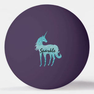 Aqua Glitter Unicorn personalised Ping Pong Ball