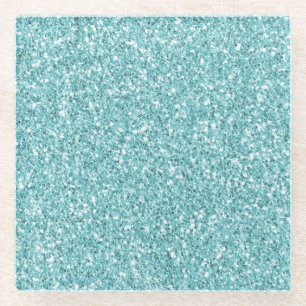 Aqua Glitz Glitter Glass Coaster