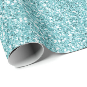 Aqua Glitz Glitter Wrapping Paper