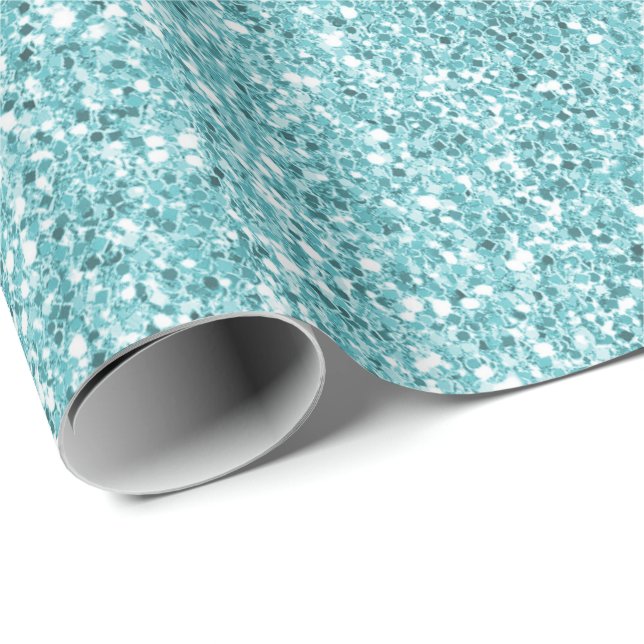 Aqua Glitz Glitter  Wrapping Paper (Roll Corner)
