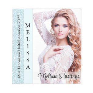 Aqua Glitz Pageant Autograph Small Notepad