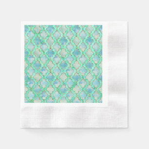 Aqua gold and Green Maroccan pattern Napkin