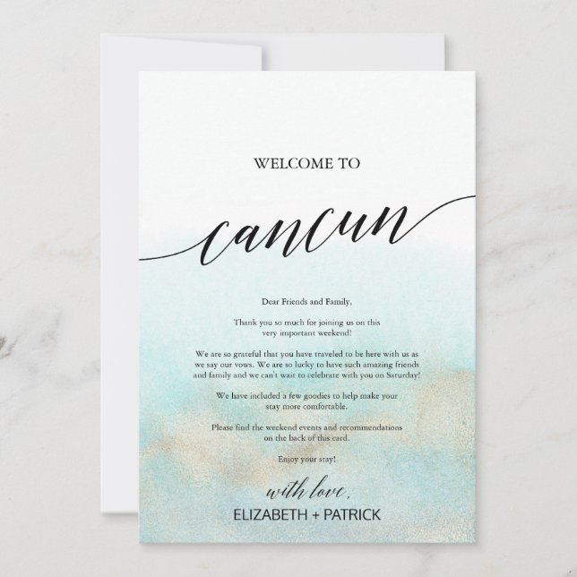 Aqua Gold Beach Cancun Welcome Letter & Itinerary (Front)