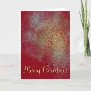 Aqua Gold Blue Dream Faux Glitter Holiday Card