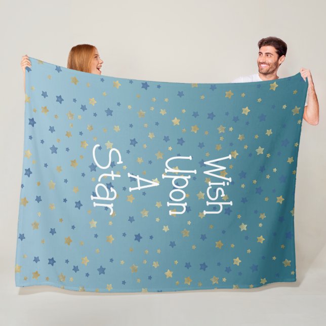 Aqua Gold Blue Wish Upon A Star  Fleece Blanket (In Situ)
