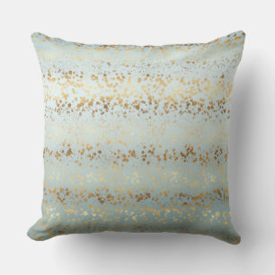 Aqua Gold Confetti Ombre Cushion
