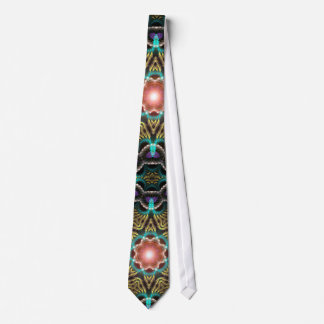 Aqua Gold Fractal Starlight Tie