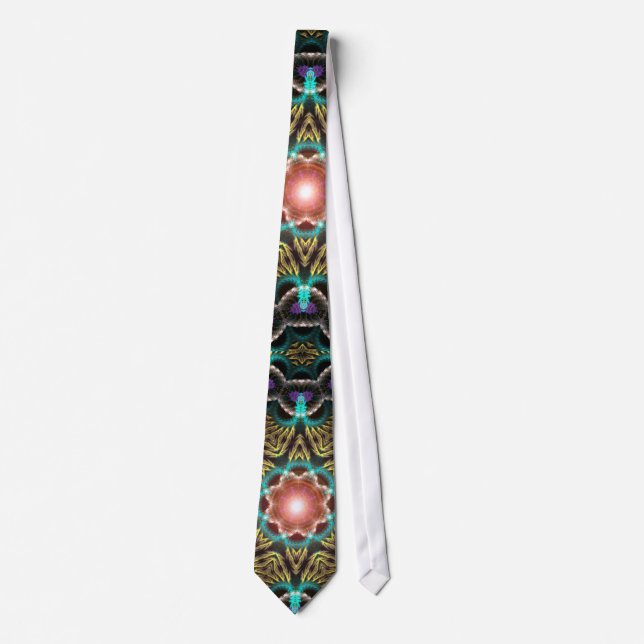 Aqua Gold Fractal Starlight Tie (Front)