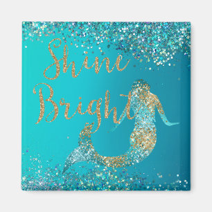 Aqua Gold Glitter Sparkle Mermaid         Magnet