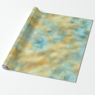 Aqua Gold Glitz Sparkle Wrapping Paper