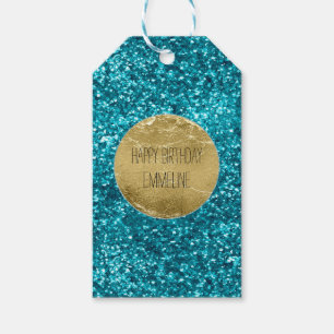 Aqua Gold Glitzy Glitter (Mermaid inspired)      Gift Tags