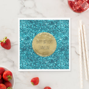 Aqua Gold Glitzy Glitter (Mermaid inspired)        Napkin