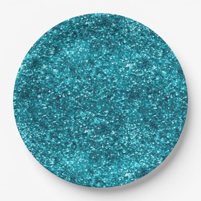 Aqua Gold Glitzy Glitter (Mermaid inspired)      Paper Plate (Front)
