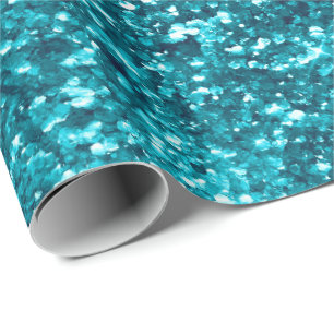 Aqua Gold Glitzy Glitter (Mermaid inspired) Wrapping Paper