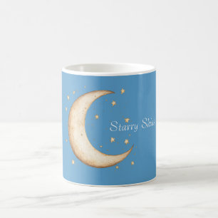 Aqua Gold Moon Stars Skies Coffee Mug